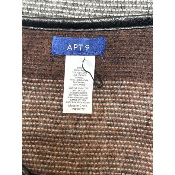 Women’s APT.9 Brown & Black Checkered Zip up Poncho One Size - Picture 4 of 4